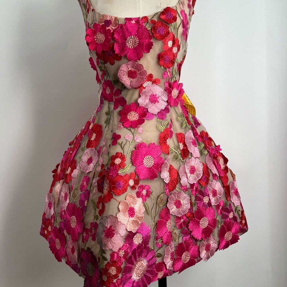 Bronx and Banco Women's Jasmine Floral Multi Pink Mini Dress Size 8 / L